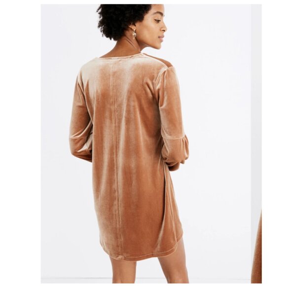Madewell Velvet Balloon-Sleeve Dress in Burnt Sienna XS - Picture 3 of 14
